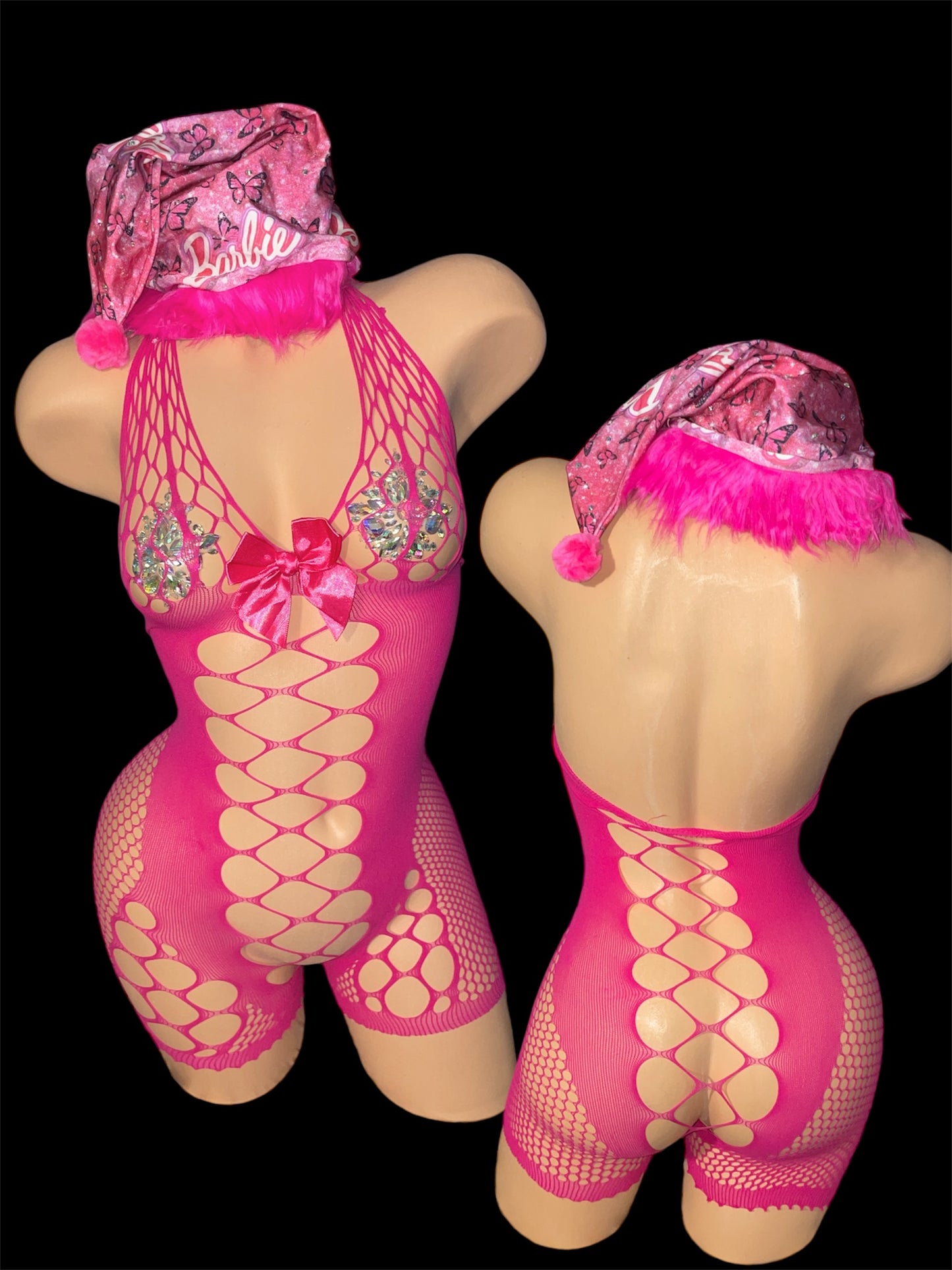 Pink Christmas fishnet